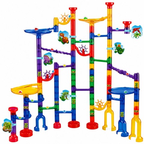 LEAN Toys Zestaw Konstrukcyjny Tor Dla Kulek Tunele Kolorowe Dinozaury 192 el.