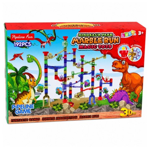 LEAN Toys Zestaw Konstrukcyjny Tor Dla Kulek Tunele Kolorowe Dinozaury 192 el.
