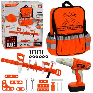 LEAN Toys Zestaw Majsterkowicza Plecak z Narzędziami Wkrętarka Na Baterie Pas