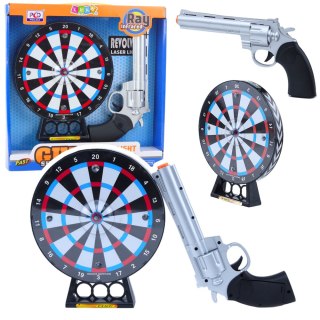 LEAN Toys Zestaw Pistolet Rewolwer Laserowy Z Tarczą Gra Strzelecka Światła Dźwięki
