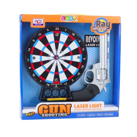 LEAN Toys Zestaw Pistolet Rewolwer Laserowy Z Tarczą Gra Strzelecka Światła Dźwięki