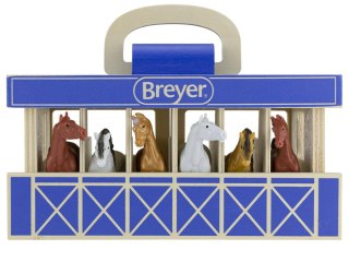 Marka niezdefiniowana Drewniana stajnia +6 figurek koni SKALA 1:32 FARMA Breyer Horses ZA6720