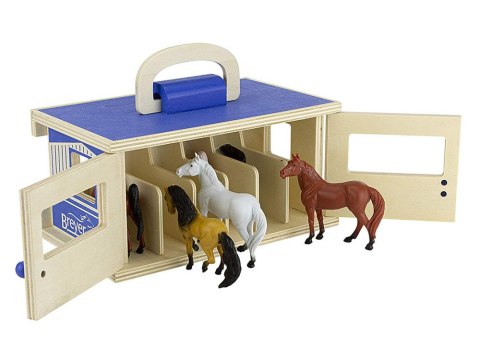 Marka niezdefiniowana Drewniana stajnia +6 figurek koni SKALA 1:32 FARMA Breyer Horses ZA6720