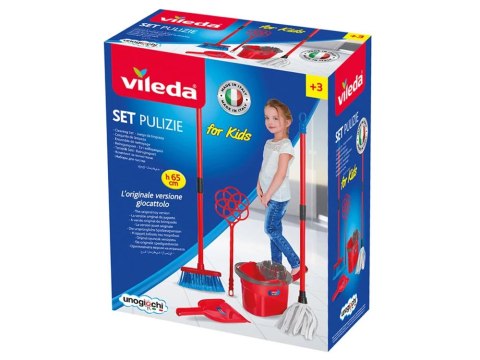 Unogiochi Zestaw do sprzątania Vileda Pulizie dla dzieci Mop, wiadro, miotła ZA6730
