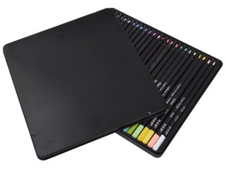 JOKOMISIADA Kredki Ołówkowe Black Edition 24 Kolory 3,3 mm + Metalowe etui AP0124