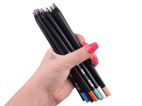 JOKOMISIADA Kredki Ołówkowe Black Edition 24 Kolory 3,3 mm + Metalowe etui AP0124
