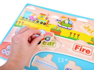 JOKOMISIADA Puzzle drewniane pojazdy 9ele układanka ZA3598