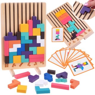 JOKOMISIADA Układanka Drewniana logiczna z kolorowymi klockami - puzzle Tetris ZA6613