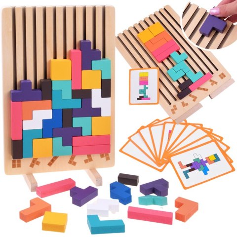 JOKOMISIADA Układanka Drewniana logiczna z kolorowymi klockami - puzzle Tetris ZA6613