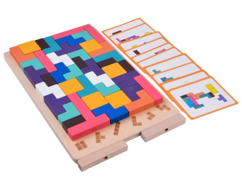 JOKOMISIADA Układanka Drewniana logiczna z kolorowymi klockami - puzzle Tetris ZA6613