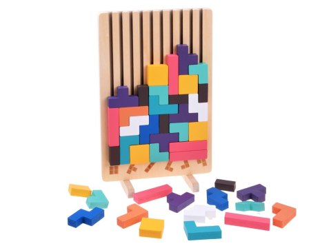 JOKOMISIADA Układanka Drewniana logiczna z kolorowymi klockami - puzzle Tetris ZA6613