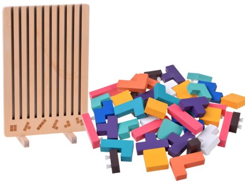 JOKOMISIADA Układanka Drewniana logiczna z kolorowymi klockami - puzzle Tetris ZA6613