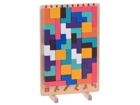 JOKOMISIADA Układanka Drewniana logiczna z kolorowymi klockami - puzzle Tetris ZA6613