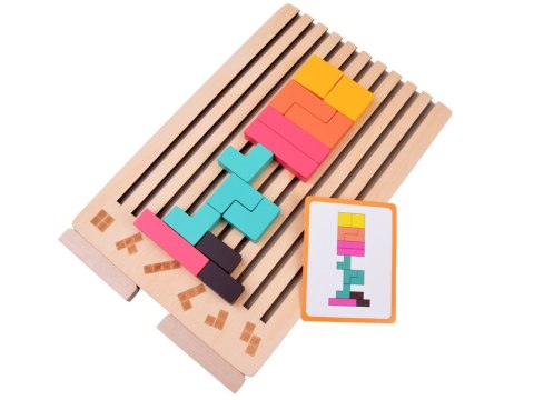 JOKOMISIADA Układanka Drewniana logiczna z kolorowymi klockami - puzzle Tetris ZA6613