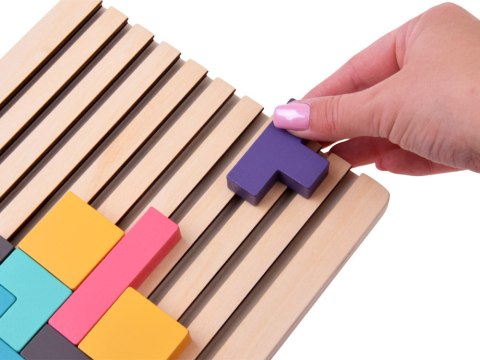 JOKOMISIADA Układanka Drewniana logiczna z kolorowymi klockami - puzzle Tetris ZA6613