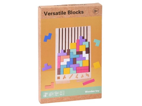 JOKOMISIADA Układanka Drewniana logiczna z kolorowymi klockami - puzzle Tetris ZA6613