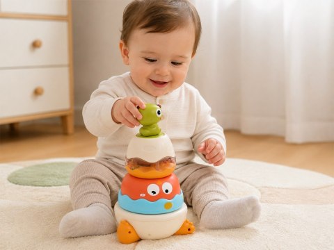JOKOMISIADA Wieża Sensoryczna PIRAMIDKA DINO dla dziecka Grzechotka Układanka ZA6584