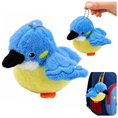 LEAN TOYS Pluszowy Ptaszek Maskotka Na Breloku z Zawieszką Niebieski 9 cm