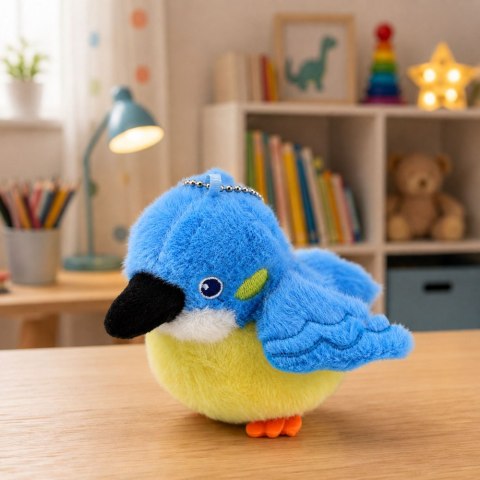 LEAN TOYS Pluszowy Ptaszek Maskotka Na Breloku z Zawieszką Niebieski 9 cm