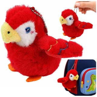 LEAN TOYS Pluszowy Ptaszek Papuga Maskotka Na Breloku z Zawieszką Czerwona 9 cm