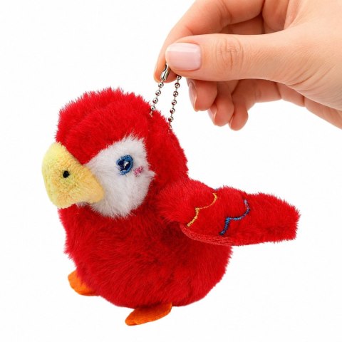 LEAN TOYS Pluszowy Ptaszek Papuga Maskotka Na Breloku z Zawieszką Czerwona 9 cm