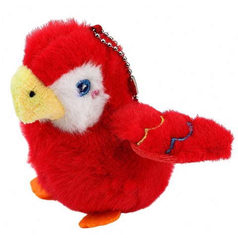 LEAN TOYS Pluszowy Ptaszek Papuga Maskotka Na Breloku z Zawieszką Czerwona 9 cm