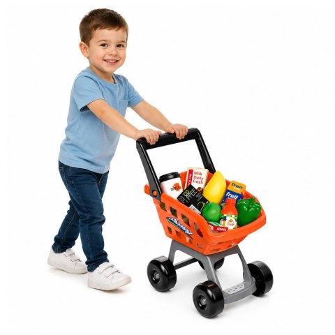 LEAN Toys Duży Supermarket Kasa Sklepowa Wózek Skaner Akcesoria Światła Dźwięki 60el.