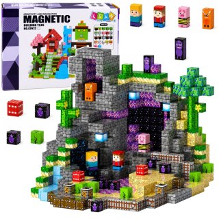 LEAN Toys Klocki Magnetyczne Piksele Sześciany Kostki Pikselowy Świat 100 el.