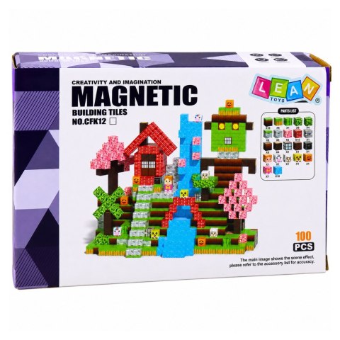LEAN Toys Klocki Magnetyczne Piksele Sześciany Kostki Pikselowy Świat 100 el.