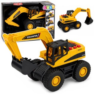LEAN Toys Koparka Budowlana Ruchoma Łyżka Światła Dźwięki Żółta 1:32