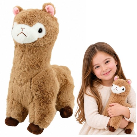 LEAN Toys Pluszowa Alpaka Lama Maskotka Przytulanka Miękkie Futerko Beżowa 28 cm