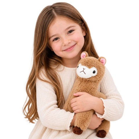LEAN Toys Pluszowa Alpaka Lama Maskotka Przytulanka Miękkie Futerko Beżowa 28 cm