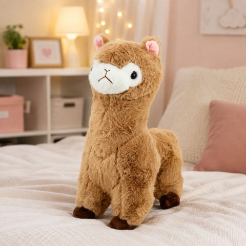 LEAN Toys Pluszowa Alpaka Lama Maskotka Przytulanka Miękkie Futerko Beżowa 28 cm