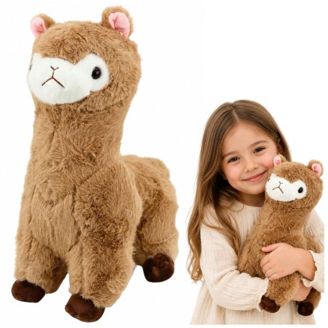 LEAN Toys Pluszowa Alpaka Lama Maskotka Przytulanka Miękkie Futerko Beżowa 38 cm