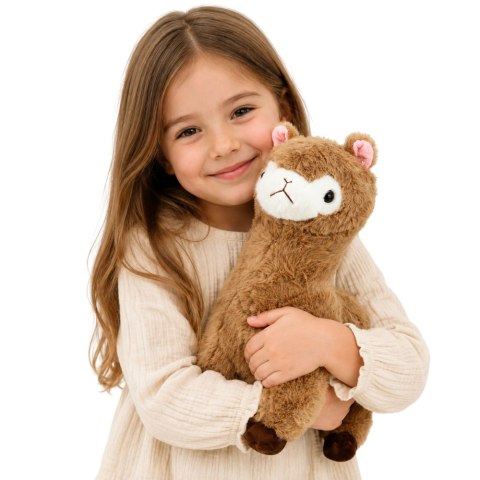 LEAN Toys Pluszowa Alpaka Lama Maskotka Przytulanka Miękkie Futerko Beżowa 38 cm