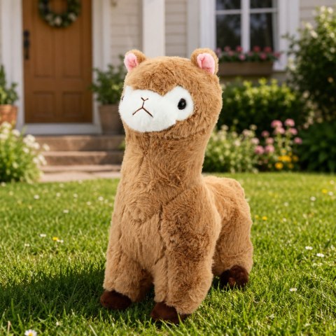 LEAN Toys Pluszowa Alpaka Lama Maskotka Przytulanka Miękkie Futerko Beżowa 38 cm