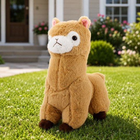 LEAN Toys Pluszowa Alpaka Lama Maskotka Przytulanka Miękkie Futerko Kremowa 28 cm