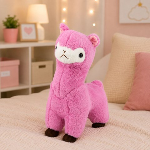 LEAN Toys Pluszowa Alpaka Lama Maskotka Przytulanka Miękkie Futerko Różowa 28 cm
