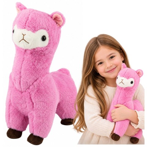 LEAN Toys Pluszowa Alpaka Lama Maskotka Przytulanka Miękkie Futerko Różowa 38 cm