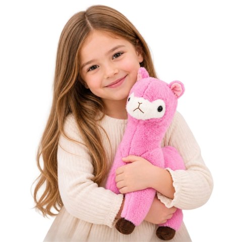 LEAN Toys Pluszowa Alpaka Lama Maskotka Przytulanka Miękkie Futerko Różowa 38 cm