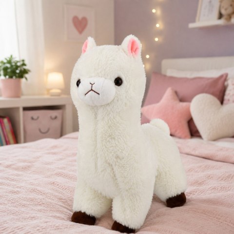 LEAN Toys Pluszowa Alpaka Maskotka Przytulanka Miękkie Futerko Biała 28 cm