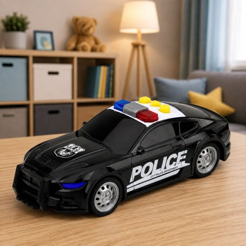 LEAN Toys Samochód Auto Policyjne Radiowóz Światła Dźwięki Czarny 1:32