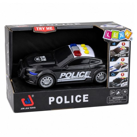 LEAN Toys Samochód Auto Policyjne Radiowóz Światła Dźwięki Czarny 1:32