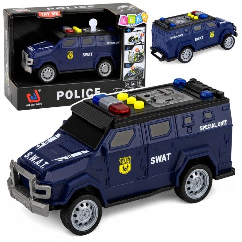 LEAN Toys Samochód Pojazd Jednostki Specjalnej SWAT Światła Dźwięki Granatowy 1:32