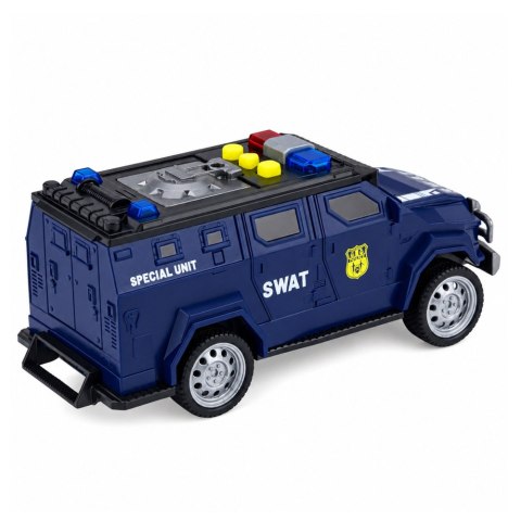 LEAN Toys Samochód Pojazd Jednostki Specjalnej SWAT Światła Dźwięki Granatowy 1:32