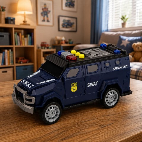 LEAN Toys Samochód Pojazd Jednostki Specjalnej SWAT Światła Dźwięki Granatowy 1:32