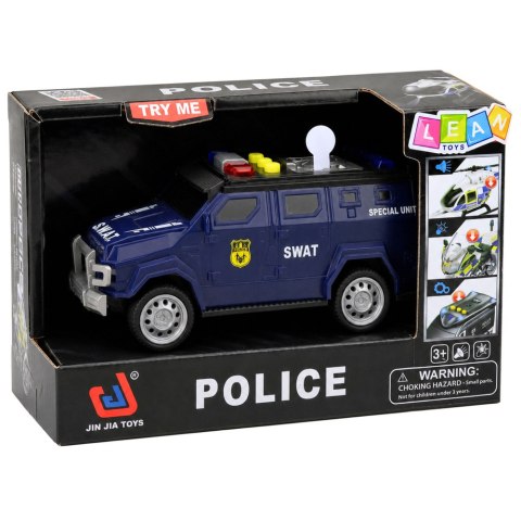 LEAN Toys Samochód Pojazd Jednostki Specjalnej SWAT Światła Dźwięki Granatowy 1:32
