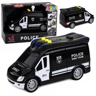 LEAN Toys Samochód Policyjny Jednostki Specjalnej SWAT Van Światła Dźwięki 1:32