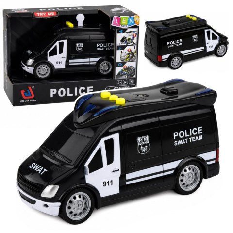 LEAN Toys Samochód Policyjny Jednostki Specjalnej SWAT Van Światła Dźwięki 1:32