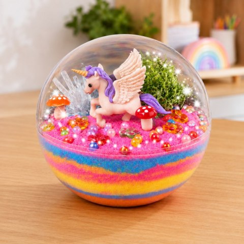 LEAN Toys Zestaw Doświadczalny Hodowla Kryształów Terrarium z Jednorożcem DIY Światła